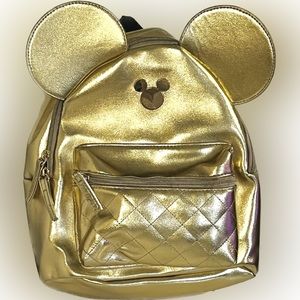 DISNEY solid GOLD MICKEY MOUSE backpack with ears and two compartments